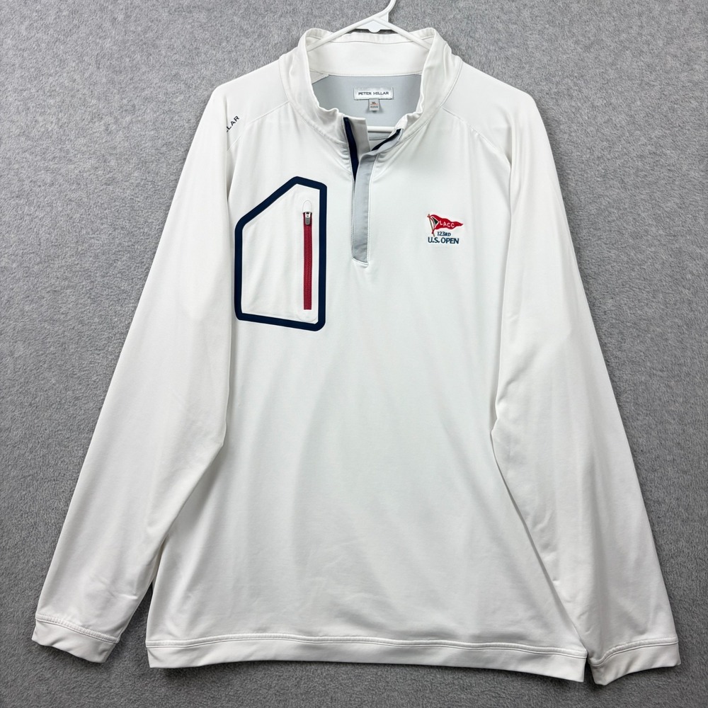 Peter Millar Pullover Mens XL White US Open 2023 LACC Forge Performance 1/4 Zip